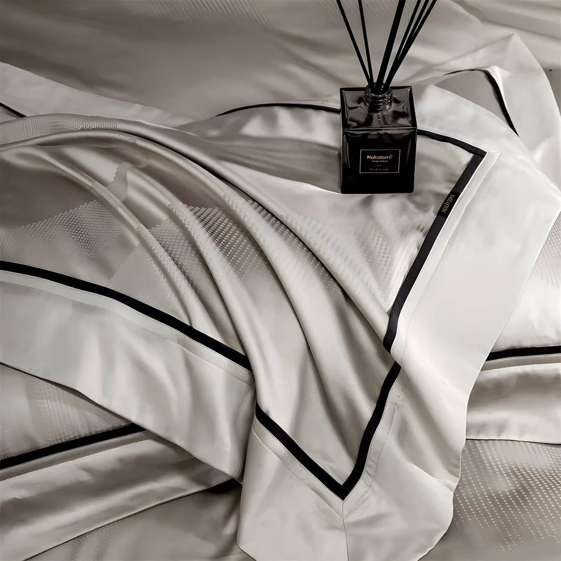 Possano Champagne Grey Jacquard Egyptian Cotton Bedding Set