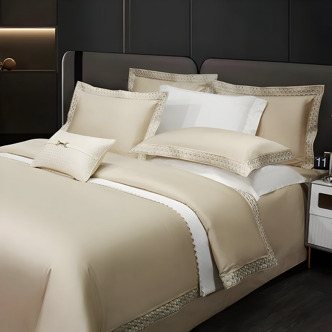 Plaisir White Egyptian Cotton Bedding Set