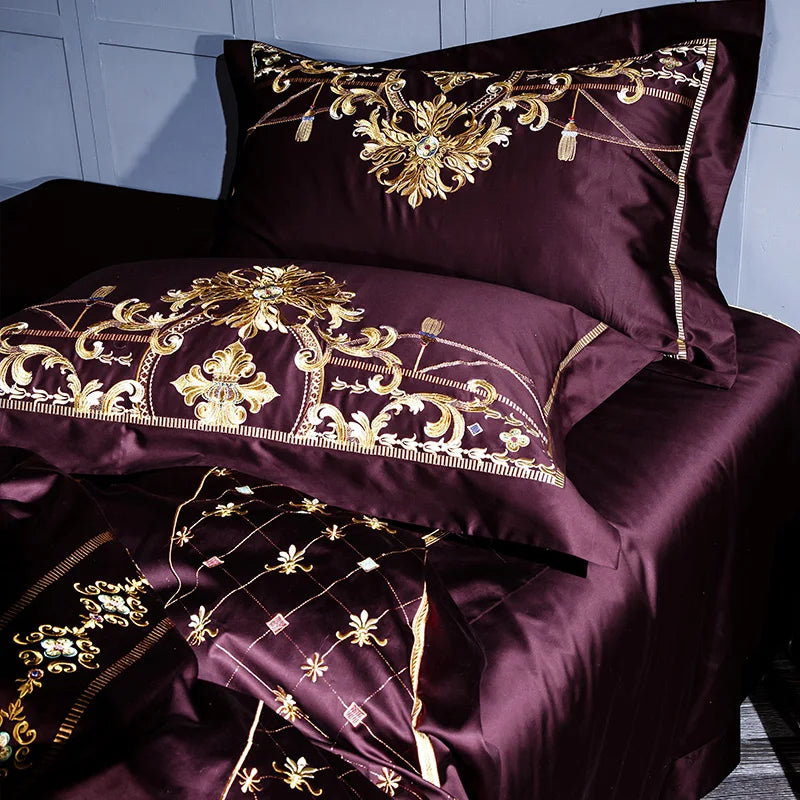 Stella Red  Egyptian Cotton Bedding Set