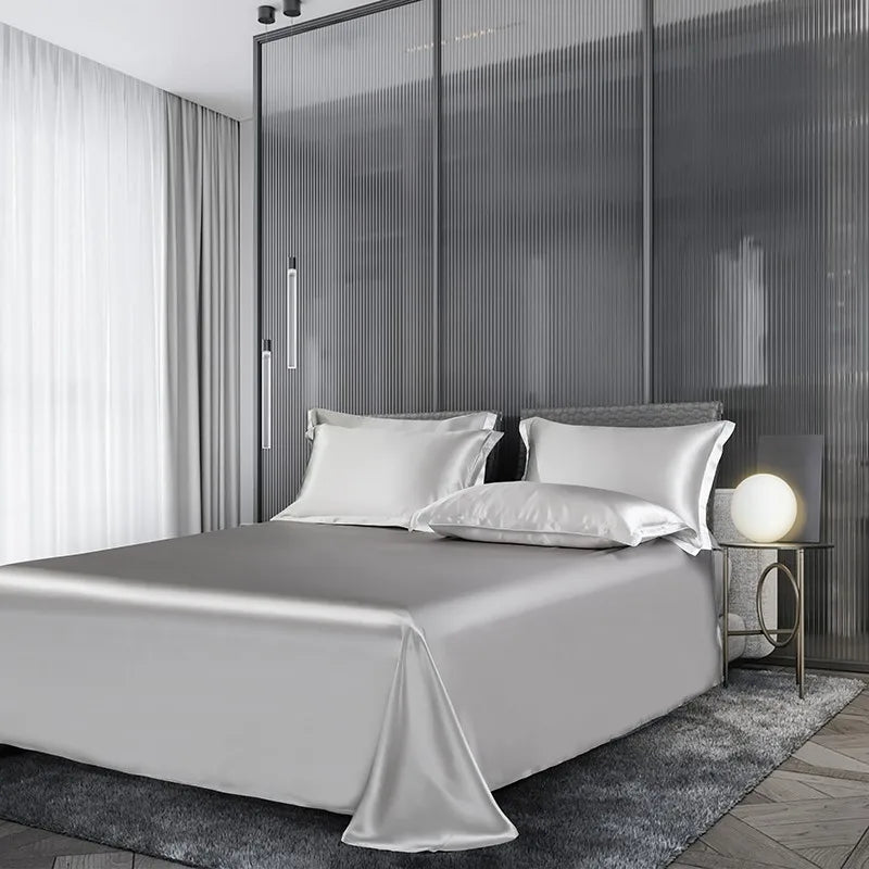 Ucello Silver Pure Silk Bedding Set